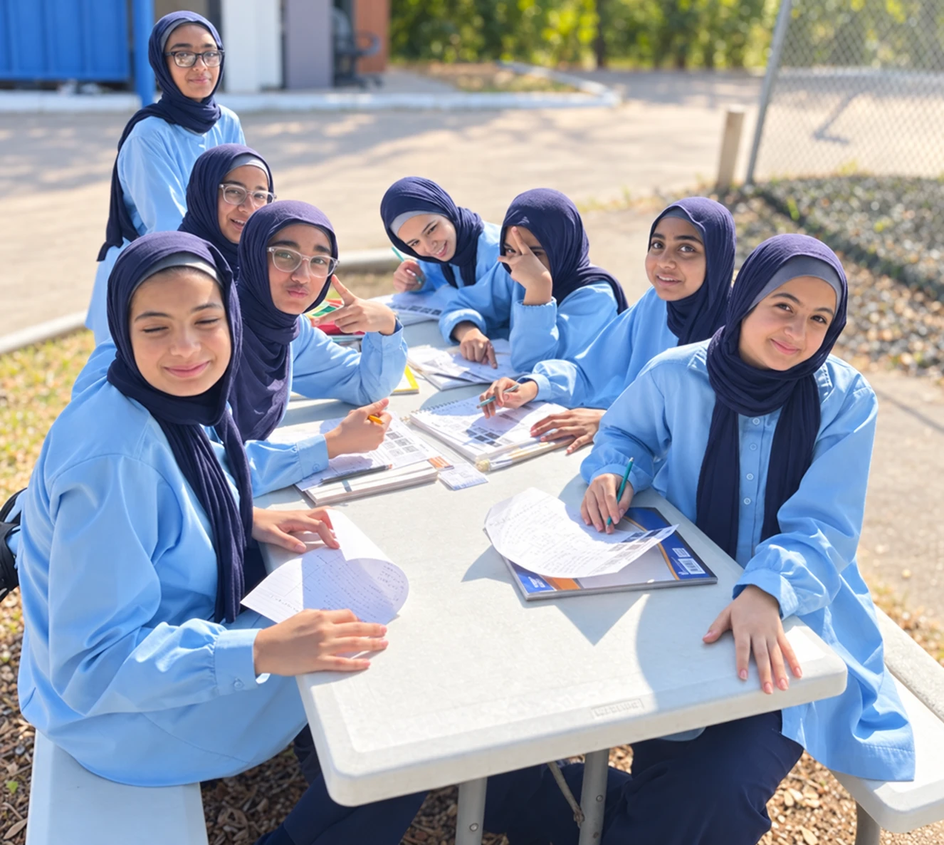 Good Tree students learning outdoors; photograph professionally retouched